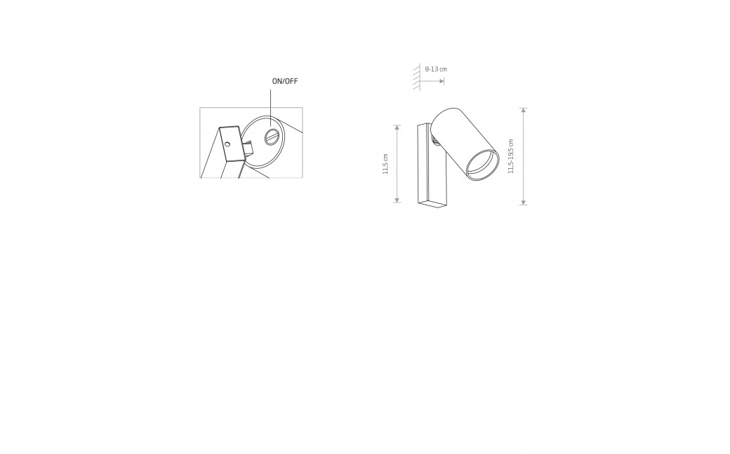 Nowodvorski MONO Ścienna Kinkiet regulowane z włącznikiem Max moc 10W only LED GU10 Czarny 7840