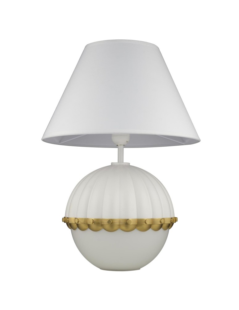 Table lamps with lampshade - Cosmolight PRALINES table lamp T01268WH white, brass - product kolory-swiatla.pl 1