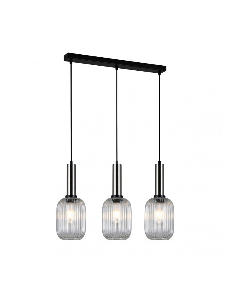 Pendant lamps on a strip - Italux Antiola 3xE27 Pendant Nickel PND-5588-3M-SC+CL - product kolory-swiatla.pl 1