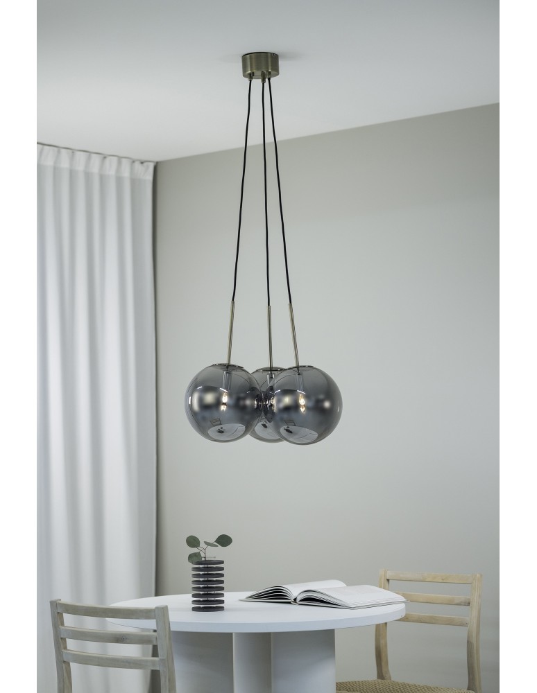 Pendant lamps - Markslojd DIONE Pendant E14 3x40W antique gold/smoke 108417 - product kolory-swiatla.pl 2