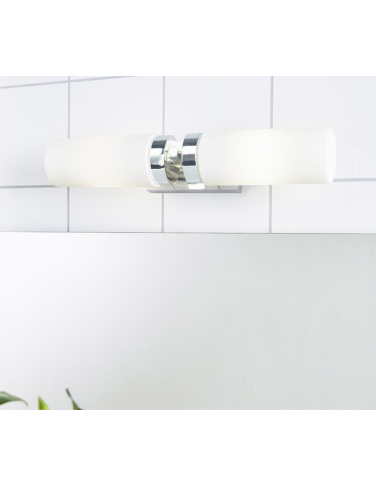 Bathroom wall lamps - Markslojd STELLA Wall lamp E14 2x40W IP44 chrome/white 234844,450712 - product kolory-swiatla.pl 2