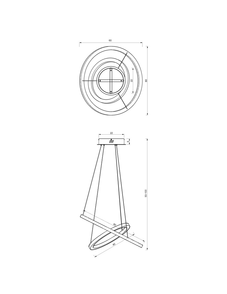 Pendant lamps circles - Milagro GALAXIA GOLD 46W LED pendant lamp ML8423 - product kolory-swiatla.pl 6
