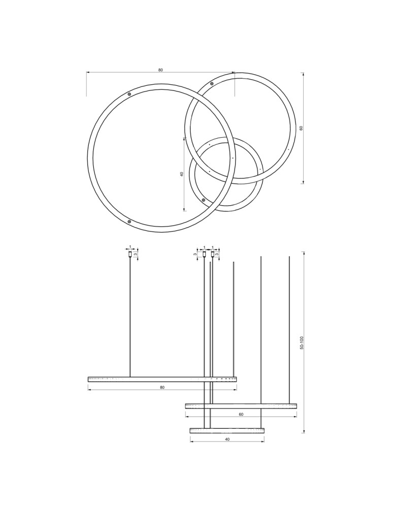 Pendant lamps circles - Milagro GALAXIA BLACK 85W LED pendant lamp ML8789 - product kolory-swiatla.pl 7