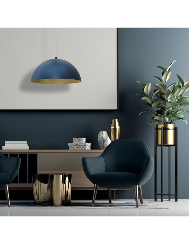 Blue pendant lamps - Milagro BETA NAVY BLUE/GOLD pendant lamp 1xE27 45cm MLP8289 - product kolory-swiatla.pl 3