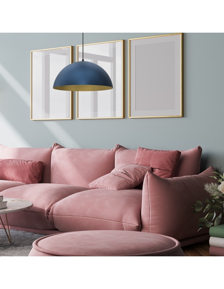 Blue pendant lamps - Milagro BETA NAVY BLUE/GOLD pendant lamp 1xE27 45cm MLP8289 - product kolory-swiatla.pl 4