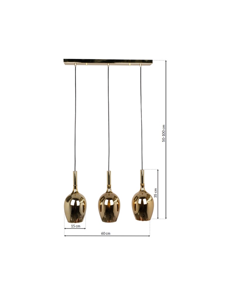 Pendant lamps - Milagro LUGANO GOLD 3xE14 pendant lamp ML8816 - product kolory-swiatla.pl 7