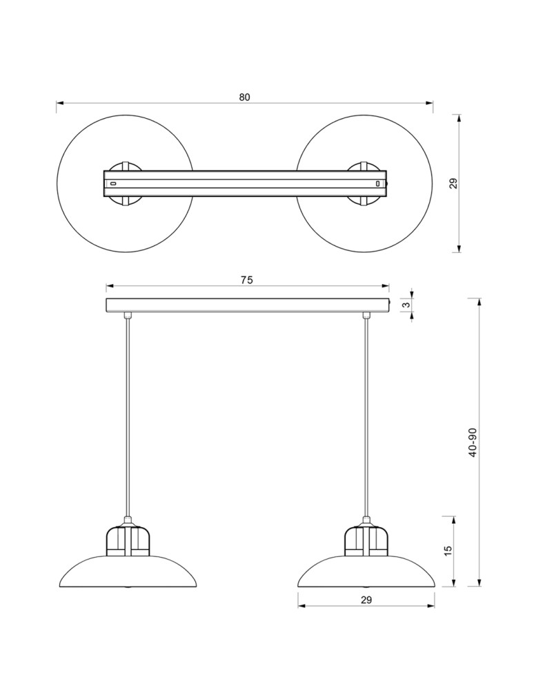 Pendant lamps - Milagro FELIX BLACK/GOLD 2xE27 pendant lamp MLP8907 - product kolory-swiatla.pl 5
