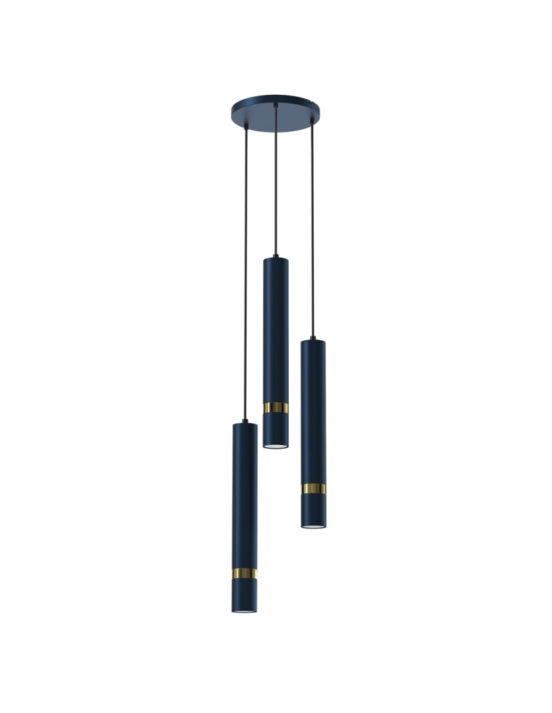 Blue pendant lamps - Milagro JOKER NAVY BLUE/GOLD 3xGU10 pendant lamp MLP8920 - product kolory-swiatla.pl 1