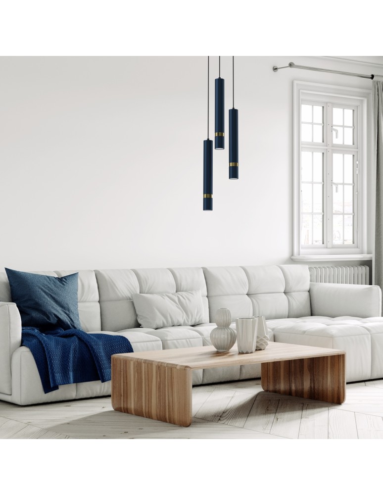 Blue pendant lamps - Milagro JOKER NAVY BLUE/GOLD 3xGU10 pendant lamp MLP8920 - product kolory-swiatla.pl 4