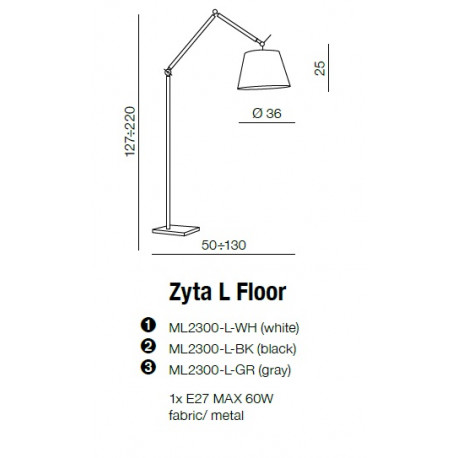AZzardo ZYTA Floor Floor Gray ML2300-L-GR