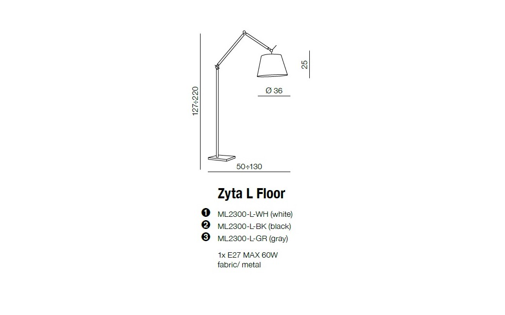 AZzardo ZYTA Floor Floor Gray ML2300-L-GR