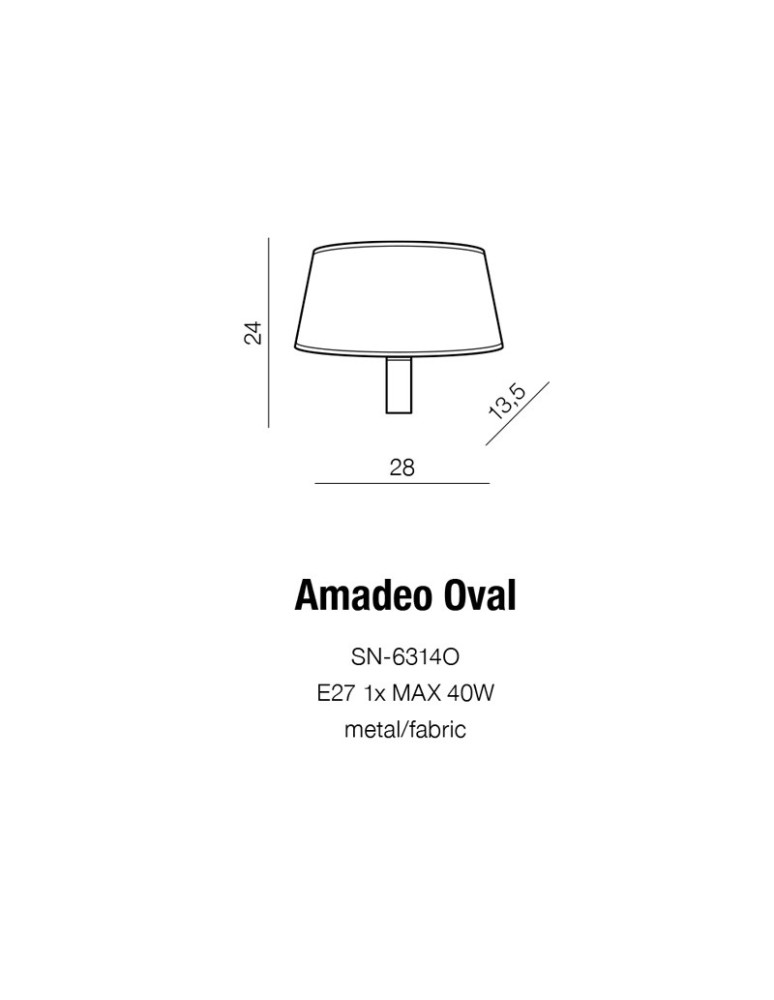 Kinkiety z abażurem - AZzardo Amadeo OVAL Kinkiet 1xE27 SN-6314O - produkt kolory-swiatla.pl 2