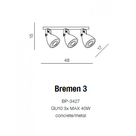 Azzardo BREMEN 3 3xGU10 Ceiling Gray AZ2371