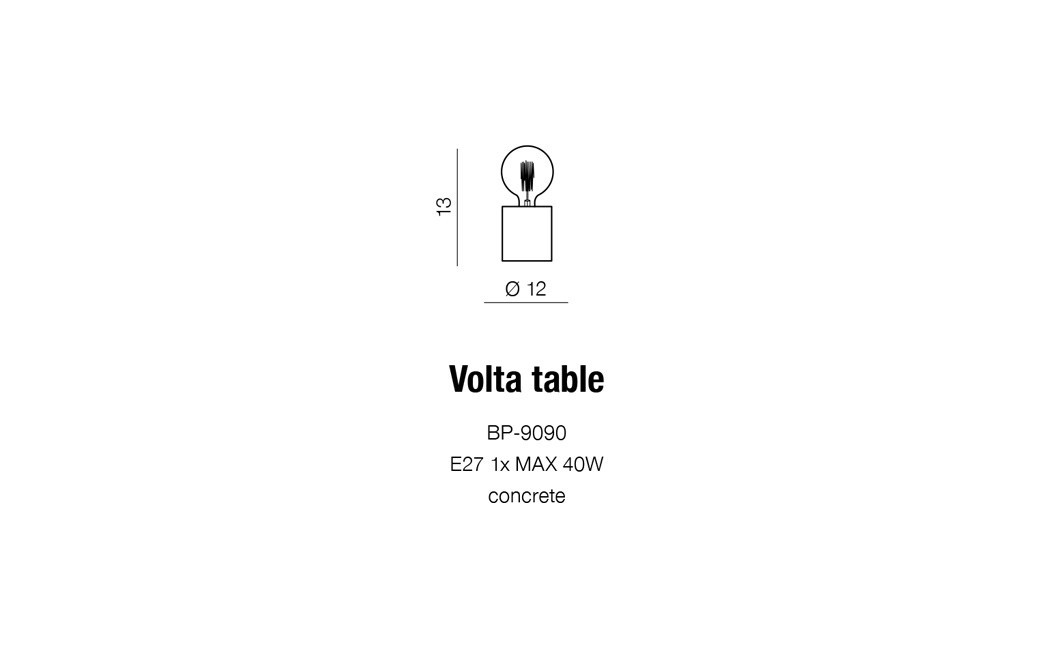 Azzardo VOLTA TABLE 1xE27 Concrete Table AZ2372