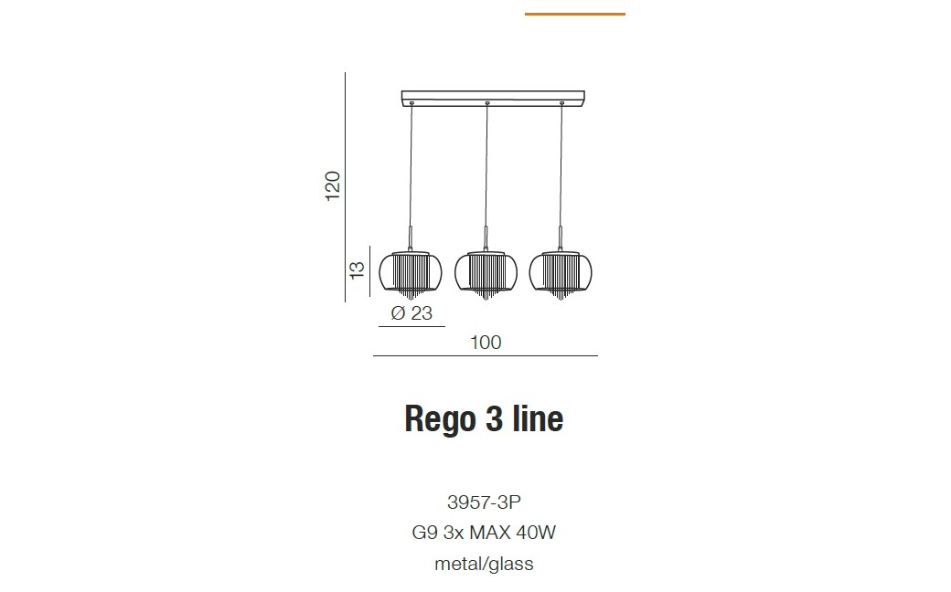Azzardo REGO 3 LINE 3xG9 Pendant Transparent/Chrome AZ2453