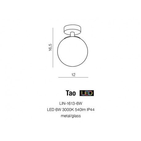 Azzardo TAO 1xLED Sufitowa Biały/Chrom IP44 AZ2069
