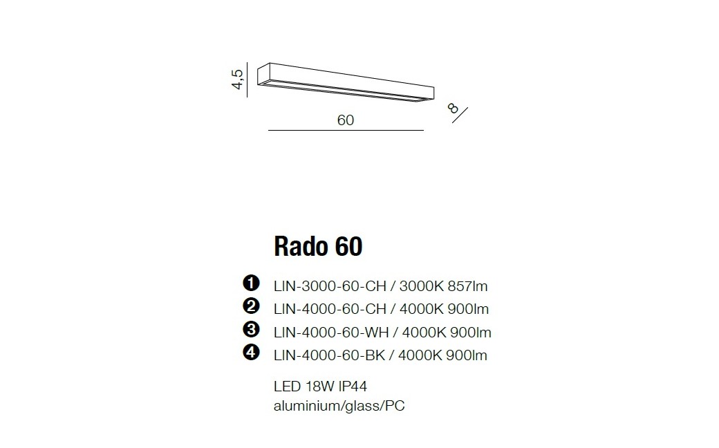 Azzardo RADO 60 4000 WHITE 1xLED Wall-mounted White Structure IP44 AZ2082