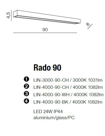 Azzardo RADO 90 4000 WH 1xLED Ścienna Biały Struktura IP44 AZ2083 - produkt 2