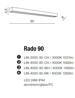 Azzardo RADO 90 4000 WH 1xLED Wall-mounted White Structure IP44 AZ2083 - product 2