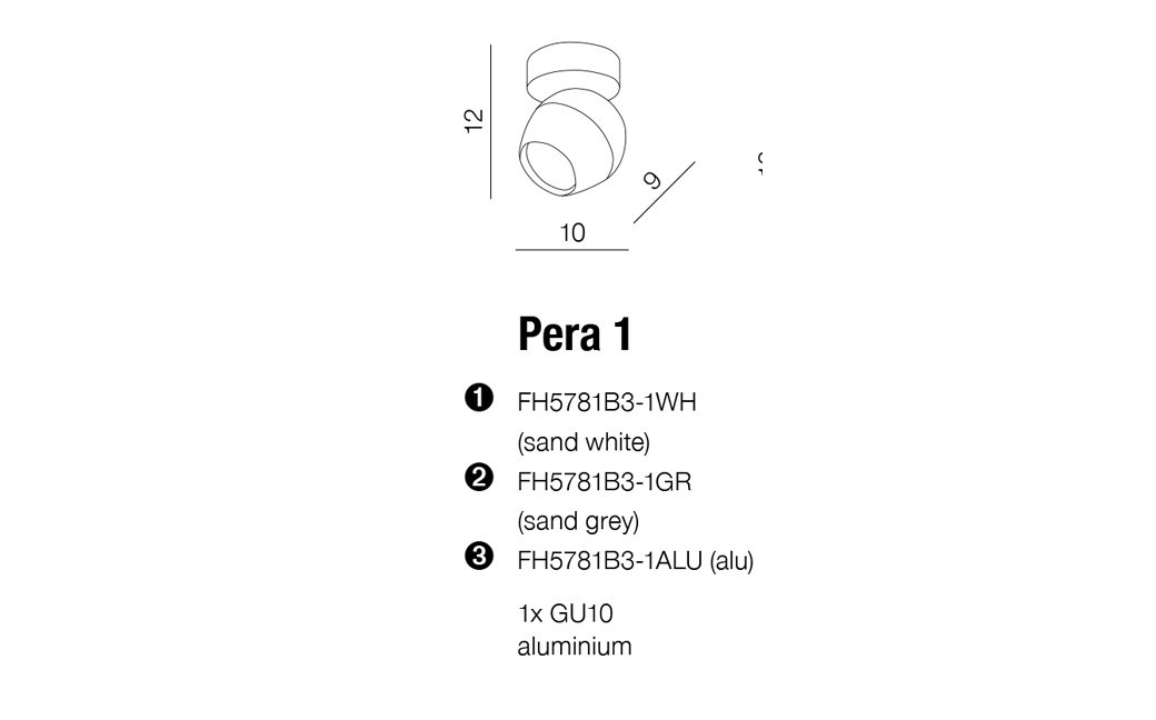 Azzardo PERA 1 SAND WHITE 1xGU10 Reflektor Sufitowy Biały Struktura AZ1244