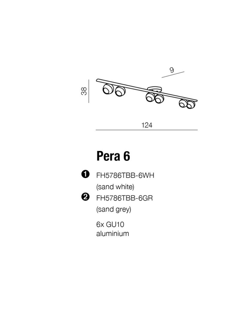 Spotlight ceiling lamps - Azzardo PERA 6 SAND WHITE 6xGU10 Ceiling Reflector White Structure AZ1256 - product kolory-swiatla.pl 3