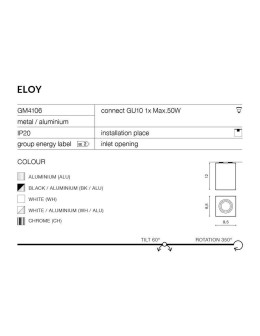 Azzardo ELOY 1 BLACK/BLACK 1xGU10 Natynkowa Czarny AZ2137 - produkt 2