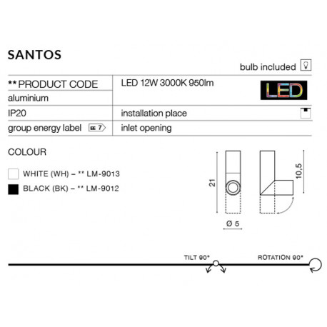 Azzardo SANTOS WHITE 1xLED Ceiling Spotlight White AZ2417