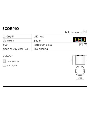 Azzardo SCORPIO WHITE 1xLED Reflektor Sufitowy Biały AZ1618 - produkt 2
