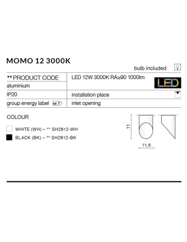 Azzardo MOMO 12 WHITE 1xLED Surface Mounted White AZ2280 - product 2