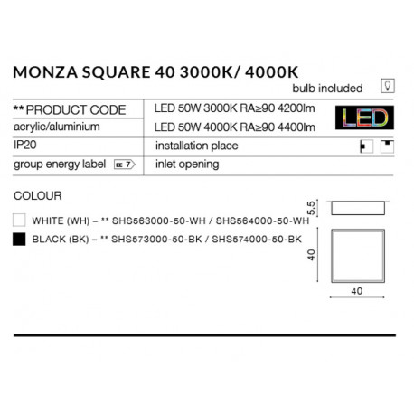 Azzardo MONZA S 40 3000K WH 1xLED Sufitowa Biały AZ2273