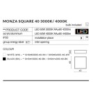 Square plafonds - Azzardo MONZA S 40 3000K BK 1xLED Ceiling Light Black AZ2275 - product 3