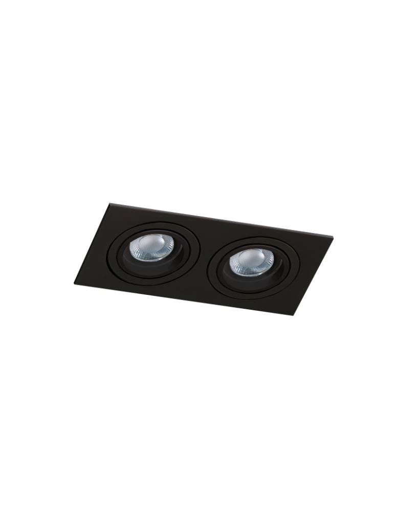 Square flush-mounted lamps - Azzardo CARO 2 SQUARE BLACK 2xGU10 Recessed Black AZ2437 - product kolory-swiatla.pl 1
