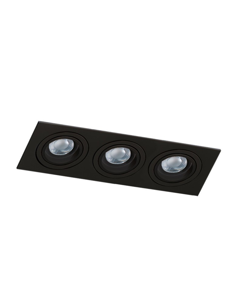 Square flush-mounted lamps - Azzardo CARO 3 SQUARE BLACK 3xGU10 Recessed Black AZ2440 - product kolory-swiatla.pl 1