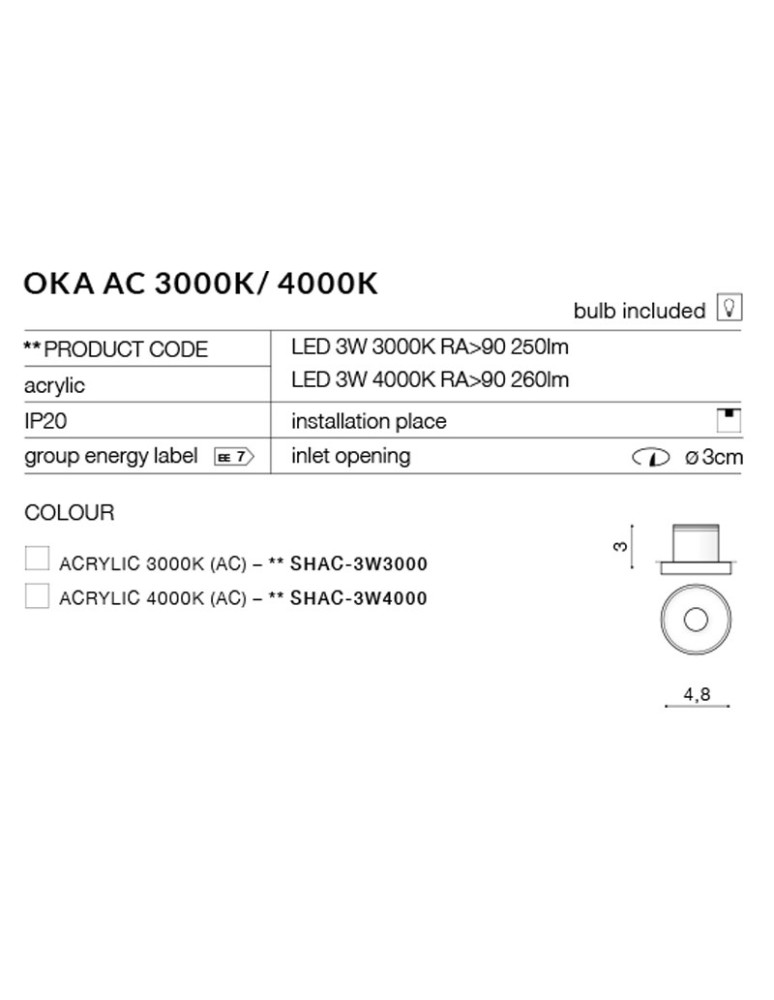 Round flush-mounted lamps - Azzardo OKA AC 4000K WH 1xLED Recessed White AZ2235 - product kolory-swiatla.pl 5