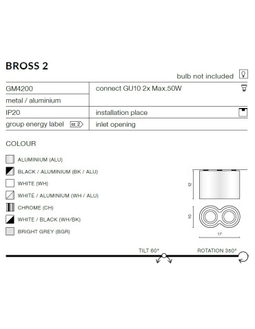 Azzardo BROSS 2 CHROME 2xGU10 Natynkowa Chrom AZ0941 - produkt 2