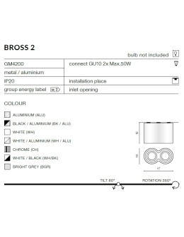 Azzardo BROSS 2 CHROME 2xGU10 Natynkowa Chrom AZ0941 - produkt 2
