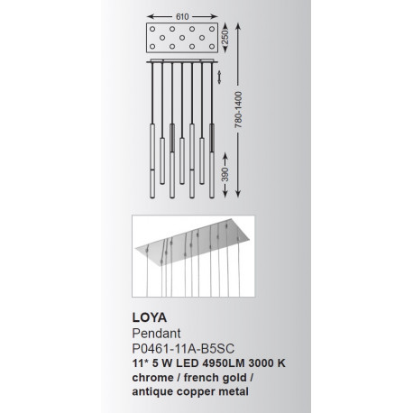 Zuma Line LOYA Wisząca LED 11x5W P0461-11A-B5SC