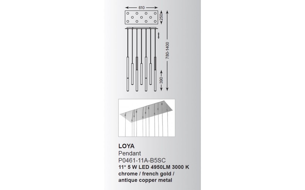 Zuma Line LOYA LED Pendant 11x5W P0461-11A-B5SC.