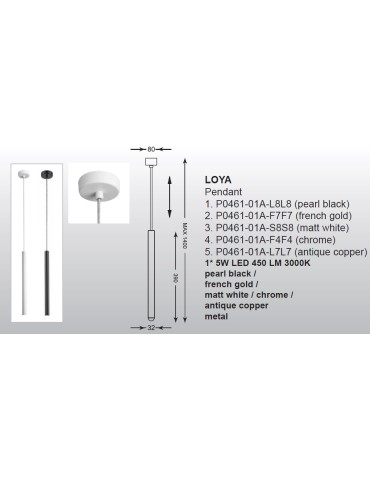 Zuma Line LOYA Pendant White LED 1x5W P0461-01A-S8S8. - product 2