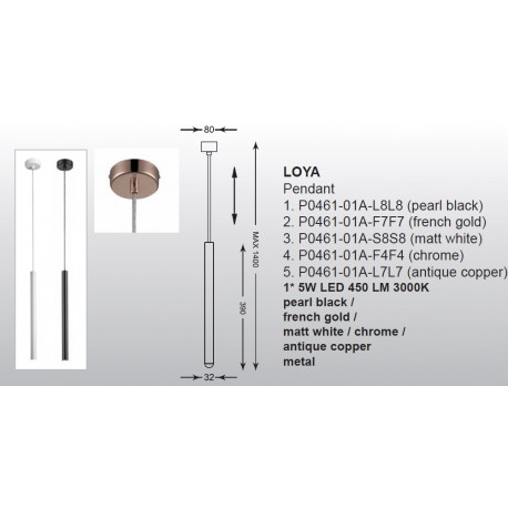 Zuma Line LOYA Copper LED Pendant 1x5W P0461-01A-L7L7