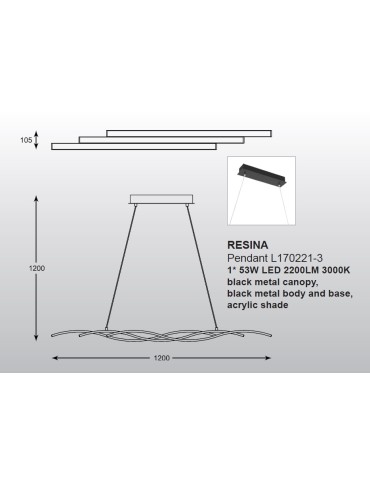 Zuma Line RESINA LED 53W Pendant L170221-3. - product 2