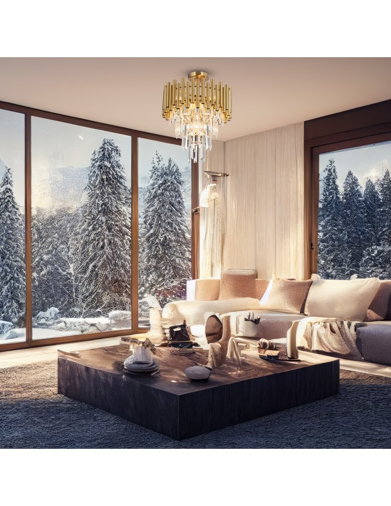Ceiling lamps with crystals - Milagro Plafond MADISON GOLD 9xE14 ML8806 - product kolory-swiatla.pl 4