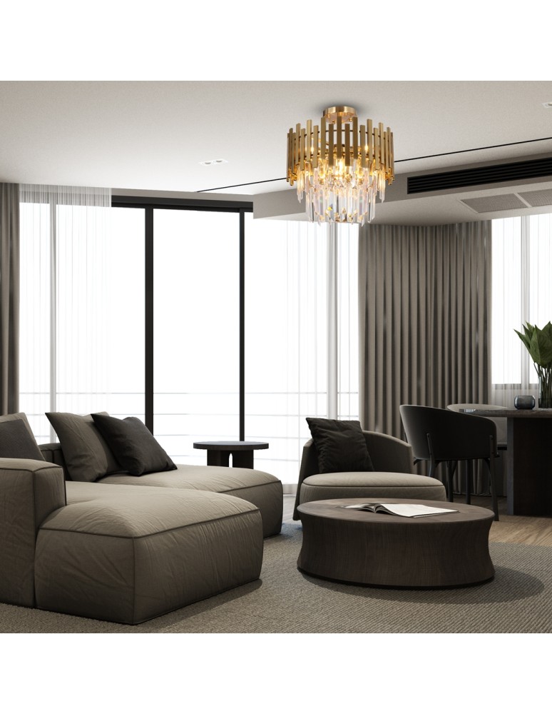Ceiling lamps with crystals - Milagro Plafond ASPEN GOLD 6xE14 ML8810 - product kolory-swiatla.pl 2