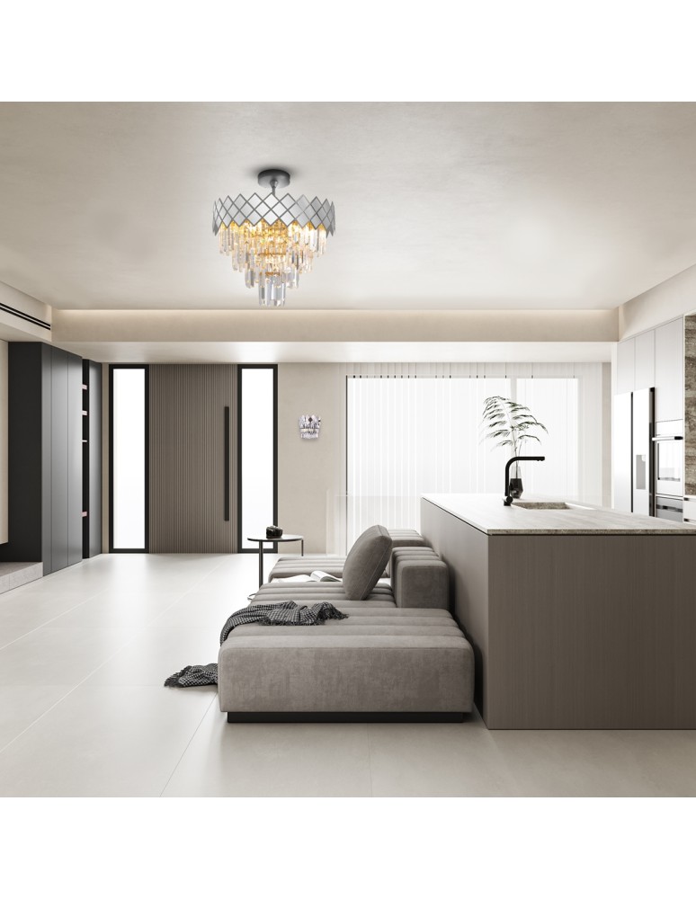 Ceiling lamps with crystals - Milagro Plafond CARISMA CHROME 9xE14 ML8888 - product kolory-swiatla.pl 3