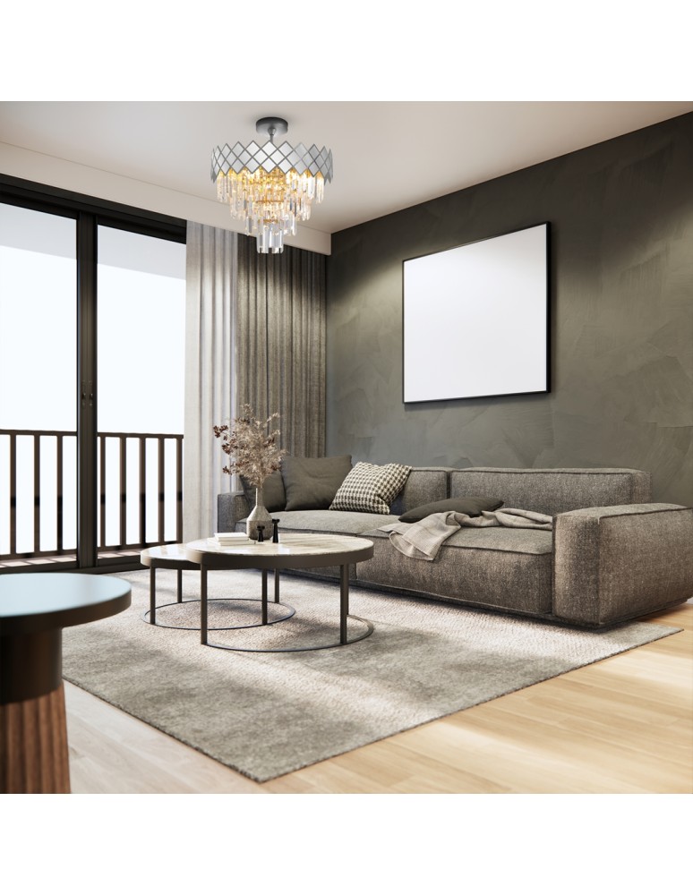 Ceiling lamps with crystals - Milagro Plafond CARISMA CHROME 9xE14 ML8888 - product kolory-swiatla.pl 4