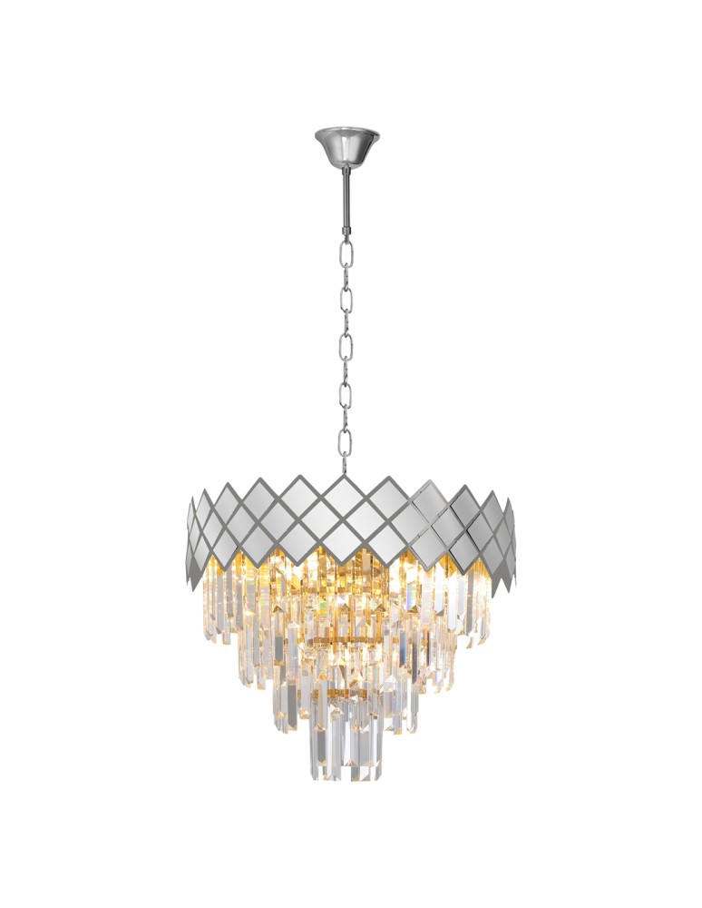 Crystal pendant lamps - Milagro Chandelier CARISMA CHROME 9xE14 ML8889 - product kolory-swiatla.pl 1