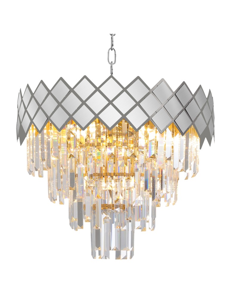 Crystal pendant lamps - Milagro Chandelier CARISMA CHROME 9xE14 ML8889 - product kolory-swiatla.pl 2