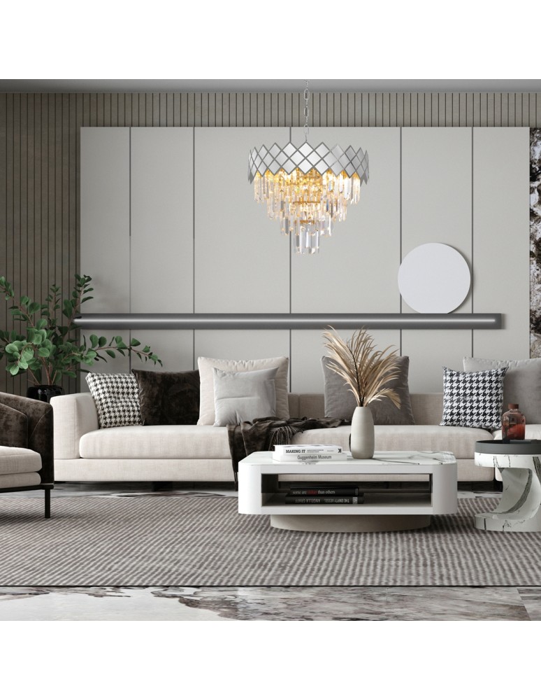 Crystal pendant lamps - Milagro Chandelier CARISMA CHROME 9xE14 ML8889 - product kolory-swiatla.pl 3