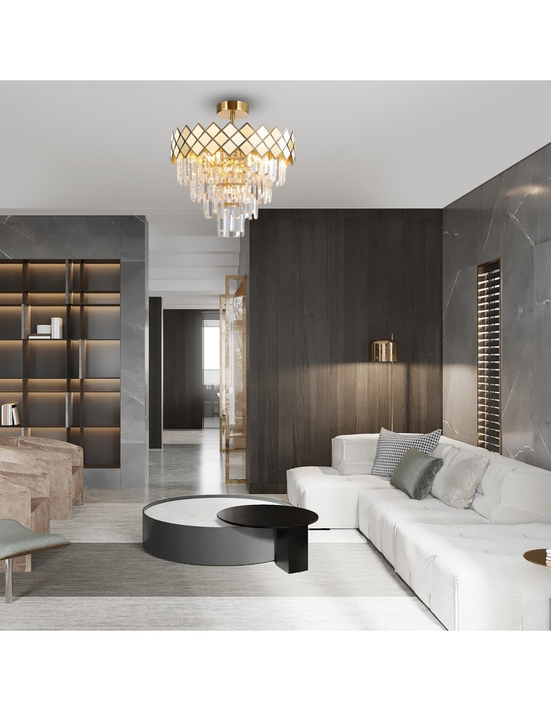 Ceiling lamps with crystals - Milagro Plafond CARISMA GOLD 9xE14 ML8891 - product kolory-swiatla.pl 3