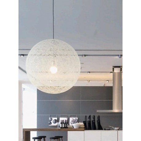 King Home Lampa wisząca LUNA 80 biała - sznurek konopny (1027S-800.WHITE)